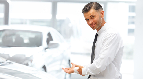 salesman in showroom