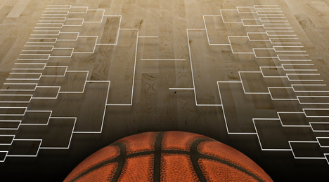 basketball and tournament bracket