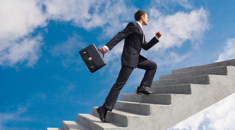 businessman going up stairs