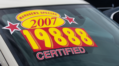 certified vehicle window sticker