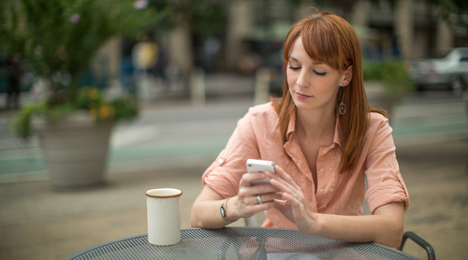 lady on iphone