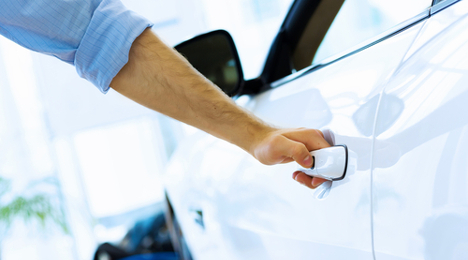 man opening car