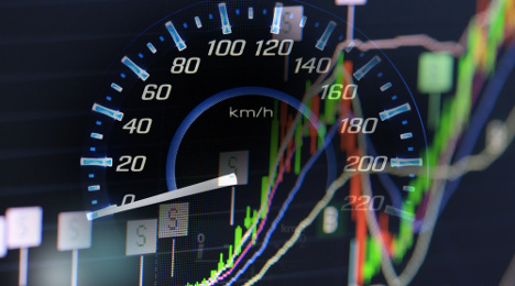speedometer and line graph