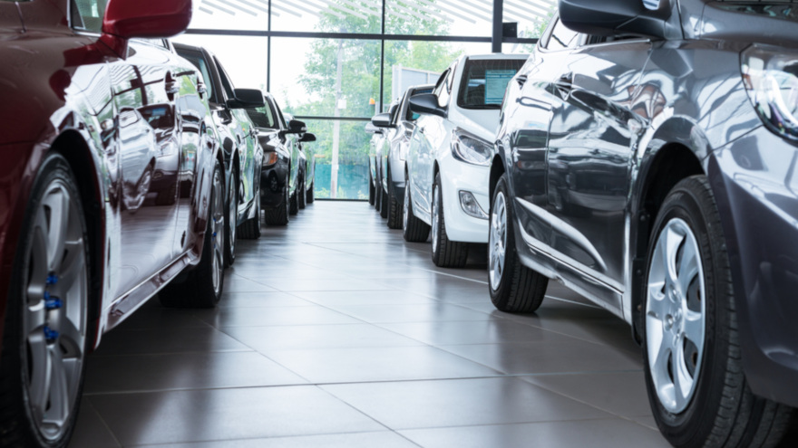 cars in showroom